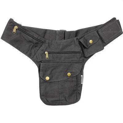 FREAK SCENE Gürteltasche Buddy grau messingfarben Bauchtasche Hüfttasche Festival Goa Hippie