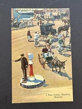 A Busy Corner Street Scene Hamilton Bermuda Postcard MS08