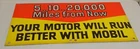 Vintage Advertising Sign Mobil Oil Gas Heavy Cardboard 23x43 Great Graphics #3