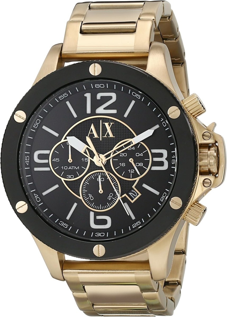 Armani Exchange Men's Gold Tone Stainless Black Dial