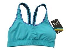 TYR Active Bra Top Swim Size Small Blue Removable Pads Durafast Ultra Lite NWT