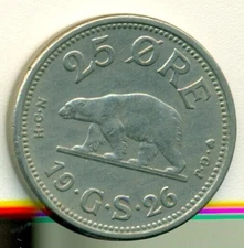 GREENLAND, 1926, 25ore Polar Bear, XF