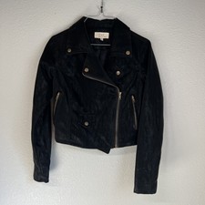 C&v Chelsea & Violet Faux Suede Moto Jacket Black Womens Xs