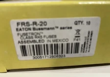 Lot Of 10, NEW. FRS-R-20 Bussmann 20A Fuses. Class RK5.  New In Box, Qty. 10