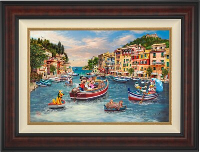 Thomas Kinkade Studios Mickey and Minnie in Italy 18 x 27 LE Canvas S/N Framed