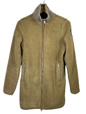 Napapijri Sherpa Curly Deep Pile Fleece Cardigan Jacket Full Zip M Tan Brown