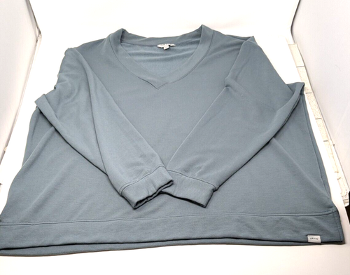 Felpa donna Orvis taglia XXL verde polvere foderata in pile morbido modal scollo a V - Foto 8 di 17