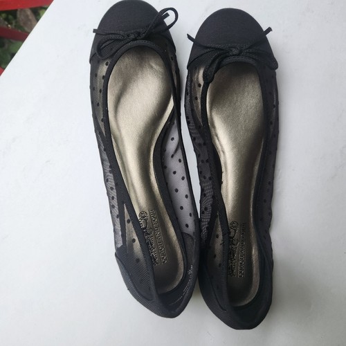 COACH AND FOUR Womens SHOES BLACK FLATS BOW 7.5 UPPER FABRIC Mesh SIDES - Picture 9 of 13