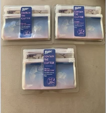 Lot of 3 Reusable Plastic Storage Ziploc Contain Clutter Bags 15 Counts Each