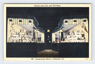 Welch's Gift Shop Cumberland Street Lebanon PA Vintage Linen Postcard LDP-15