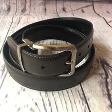 AKE Leather Mens Belt - Silver Buckle - Brown 46/115