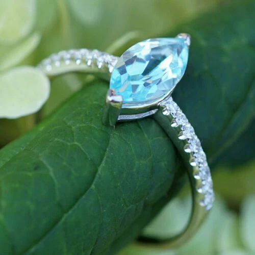 Marquise -/- Navette-Edelstein-Topas Echtschmuck-Ringe