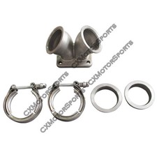 Cxracing Turbo Y Elbow T4 Twin Scroll Adapter 2.5 Vband Flange And Clamp Kit Cxracing Turbo Y Elbow T4 Twin Scroll Adapter 2.5 Vband Flange And Clamp Kit
