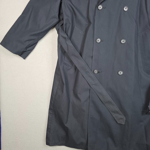 London Fog Trench Coat Mens Size 40S Black Rain Coat Classic Double Breasted NWT - Picture 6 of 16