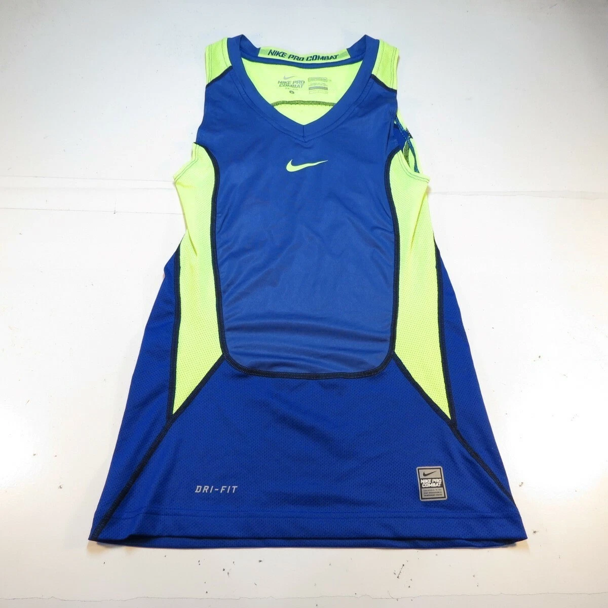 NEW NIKE PRO COMBAT SLEEVELESS ATHLETIC TANK TOP SHIRT Womens S Blue Neon  Green