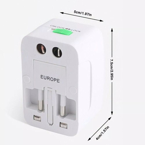 International Universal Reise Netzteil Konverter Stecker US/UK/AU/EU/UK/2 USB - Bild 6 von 20