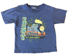 Vintage Thomas Tank Engine Blue Tee Shirt Toddler Boy 3T Cartoon 90s Y2K Kidcore