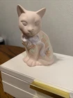 fenton cat figurine handpainted Cat Pink Small Marking On The Nose