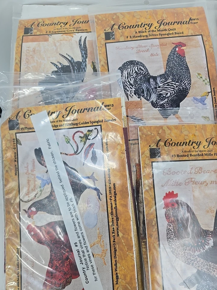 (8) Patrones de Edredón Un Diario de Campo Pollos Bloque del Mes 1-8 + Tela Foto 2 de 4