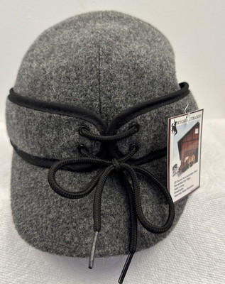 Stormy Kromer Hat Fitted Mens 6 7/8 New Charcoal Wool Ear Flap Cap Brimmed WARM!