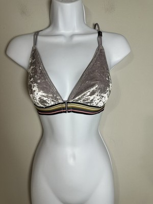 NWT Victoria's Secret Velvet Bralette   90s Style Gray Taupe Triangle Bra Size M