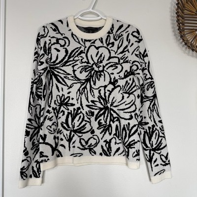 Moira Rose Vibes Long Sleeve Cream & Black Sweater sz Medium Casual Office Work