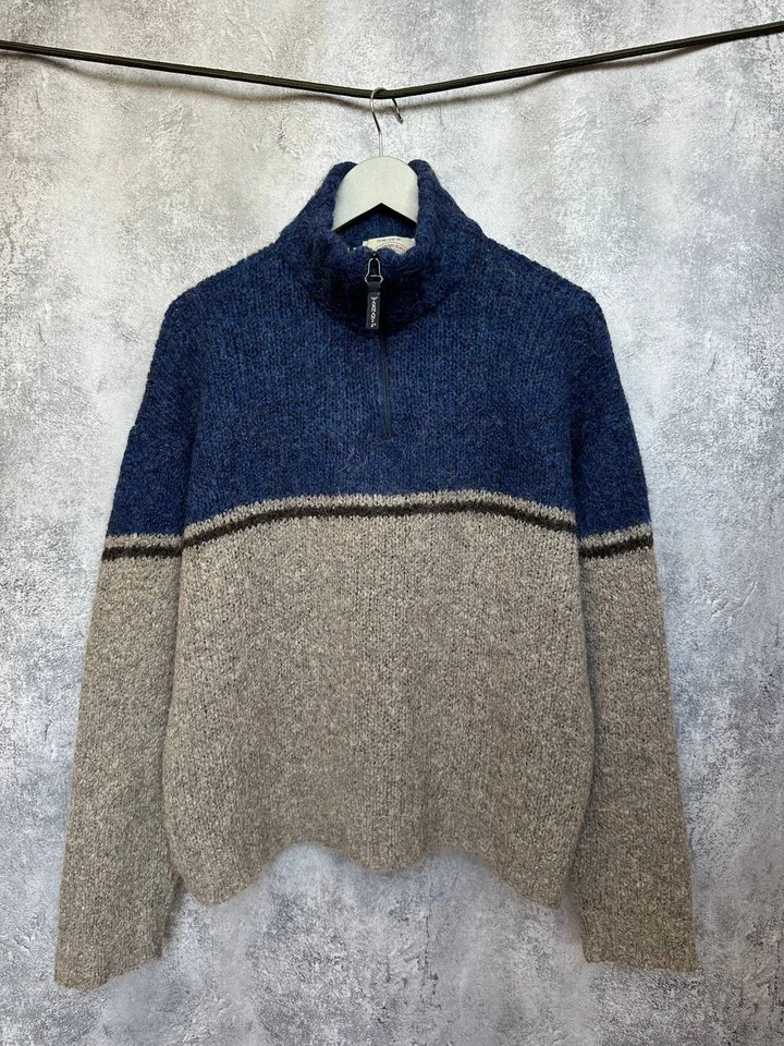Armani Jeans Alpaca Wool 1/4 Zip Sweater Vintage Highneck Colorblock Men's Sz L - Image 2 of 4