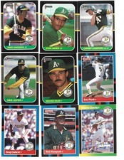 Lot of 9 - Oakland Athletics - Donruss - 1987 (5) 1988 (3), 1989 (1)