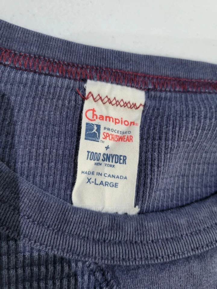 Champion Todd Snyder Waffle Thermal Long Sleeve Men's Size XL Navy Blue - Image 2 of 4