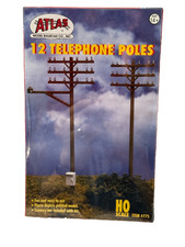 Atlas Model Railroad Co. Inc 12 Telephone Poles HO Scale Vintage NOS