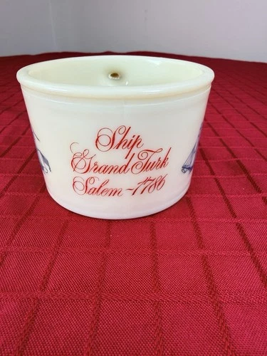 Vintage Old Spice Shaving Mug Milk Glass Shulton Ship “Grand Turk” Salem 1786