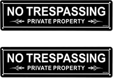 No Trespassing Private Property Sign 2 Pack, 12 x 3 inches Sturdy Rust Free Alum