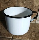 Antique Vintage  White Black Enamel Ware Coffee Cup Chipped Rusted  — photo 3