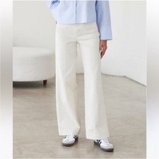 AYR The Top Floor in Tahitian Vanilla Wide Leg Denim Pants 27S Short Seamed