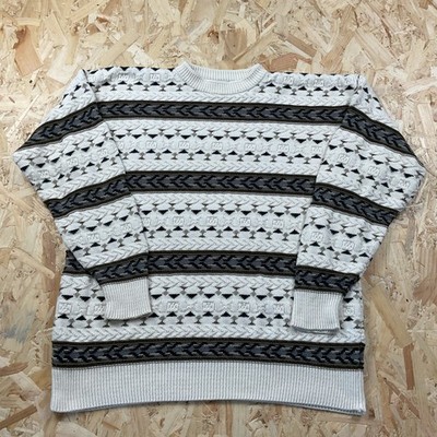 Vintage Geoffrey Beene Strickpullover Struktur 3D Strick Baumwolle Sweater L