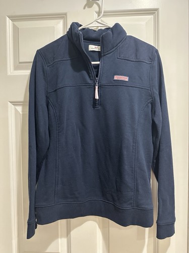 Vineyard Vines Shep Shirt Women's M Navy 1/4 Zip Mock Neck Sweatshirt Preppy