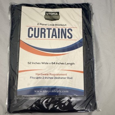 Utopia Bedding Blackout Curtain Panels 2-Pack 52 x 84 in Navy Rod Pocket