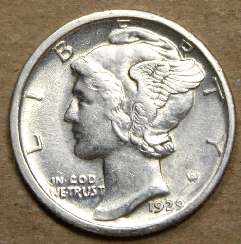 1929 D Mercury Head Dime - AU !!