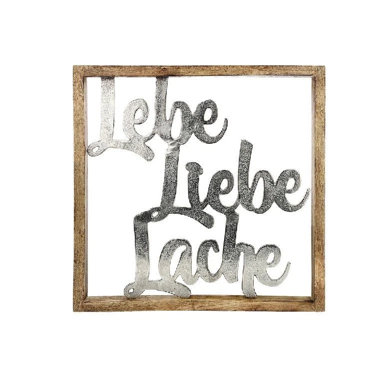 46867 Wandobjekt Wand Relief Objekt Spruch Lebe Liebe Lache Alu 3,5 x 60 x 60cm - Bild 2 von 2