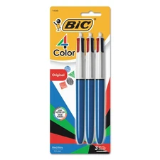 Bic 4-Color Retractable Ballpoint Pen Assorted Ink 1mm Medium 3/Pack MMP31