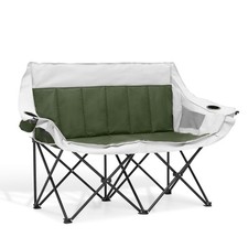 Monibloom Collapsible Double Camping Chair Outdoor Beach Lawn Picnic Hiking