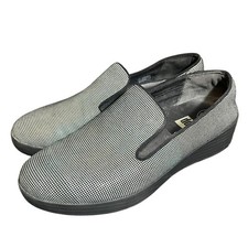 Fitflop Black Superskate Houndstooth Slip-On Loafers Shoes Comfort Womens 7