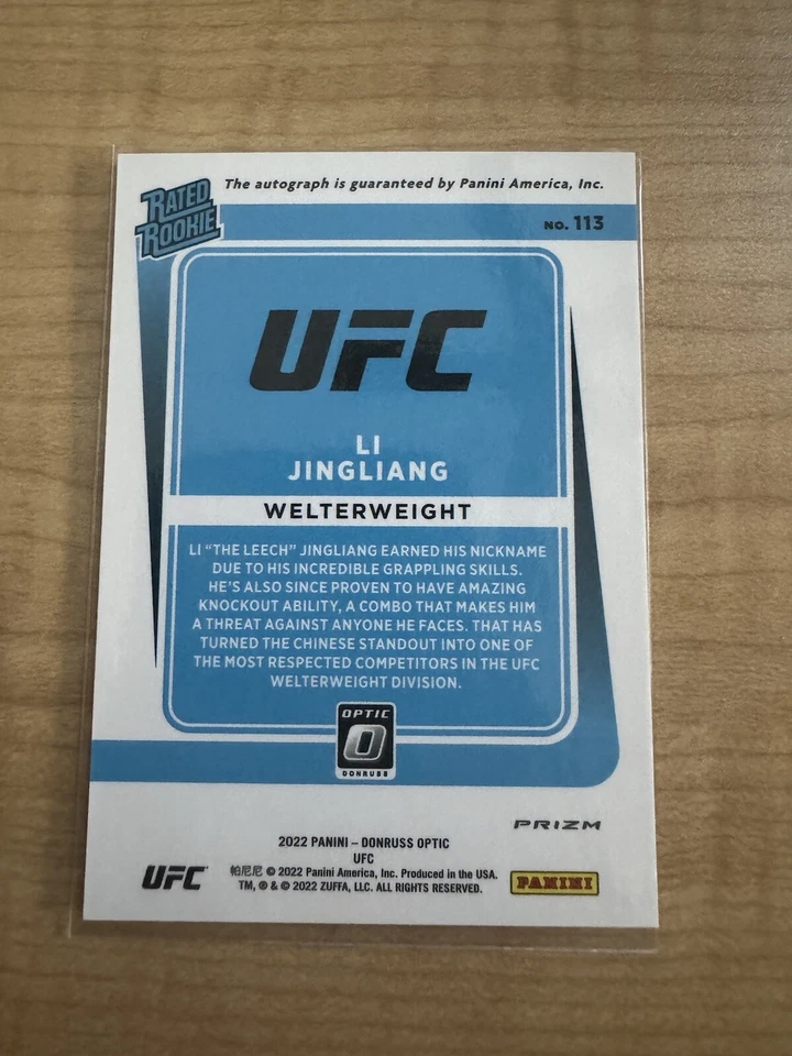 2022 Donruss Optic UFC Li Jingliang Autograph Pink Rated Rookie Auto RC - Image 2 of 2