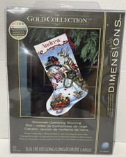 Dimensions Gold Collection Stocking Cross Stitch Kit Snowmen Gathering New A1