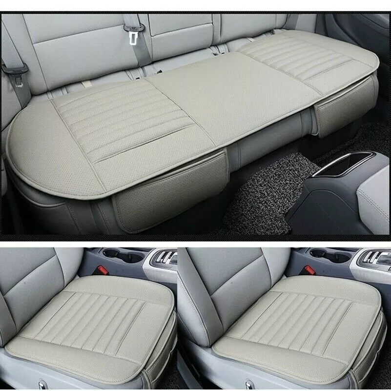 Front Rear Car Seat Cover Breathable Bamboo Pad Leather Mat Chair Cushion Home