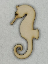 Custom Laser Cut Unfinished Seahorse Shape Wood Craft Cutout
