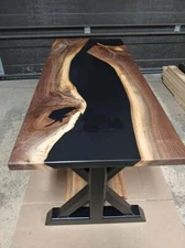 Live Edge Black Resin Table Top – Custom Epoxy Furniture – Made to Order