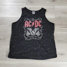 AC/DC Tank Top Men's Large Heather Black Ice Graphic Logo Sleeveless