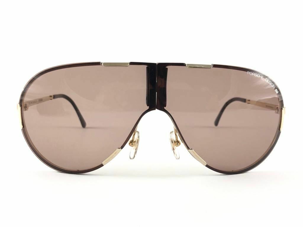 VINTAGE PORSCHE DESIGN FOLDABLE 5629 40 GOLD FRAME ROSE LENS 1980S
