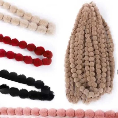 5 m Kunstfellbommel Bommelkante Borte Ballband DIY Basteln Kleidung Nähen 3 cm lang